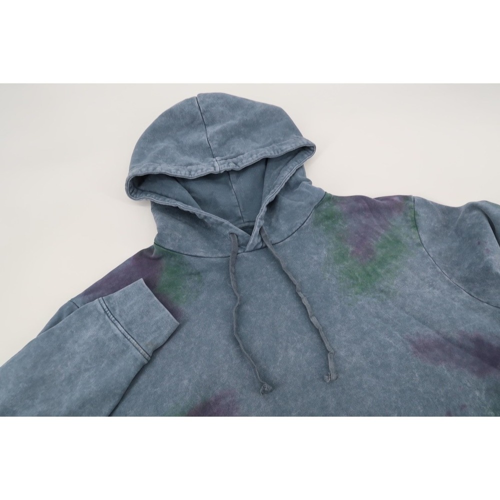 ALLSAINTS Mens Large Colten Cotton‎ Tie Dye Acid Wash Blue Relaxed Fit Hoodie